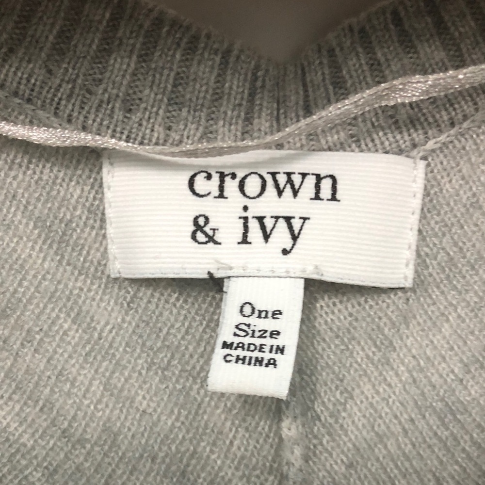 Crown & Ivy Gray and Navy Poncho Sweater - Picture 2 of 5
